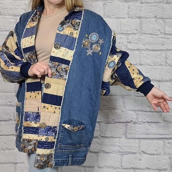 Upcycled jacket made from jeans and quilt - Picture 1 of 10